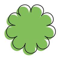 Hand-drawn green flower with solid fill and offset black outline. A playful doodle-style bloom with clean lines and bold character. vector