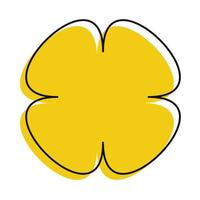 Yellow floral symbol with loose doodle edge and geometric petals. Warm and inviting with retro vibes. vector
