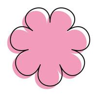 Solid pink flower with playful outline in loose black strokes. A bold, clean daisy with modern character. vector