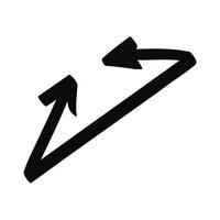 Hand drawn doodle double arrow in a triangle shape isolated on a white vector