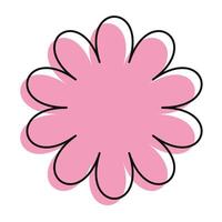 Hand-sketched pink bloom outlined in slightly shifted black. Abstract yet elegant floral detail. vector