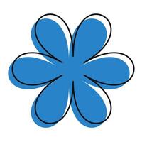 Creative blue flower with solid color fill and scribbled frame. A sleek and charming hand-sketched blossom... vector