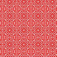 Intricate Red Chinese Knot Pattern with Geometric Symmetry. Seamless pattern vector
