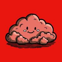 A cartoon cloud with a smile on it vector