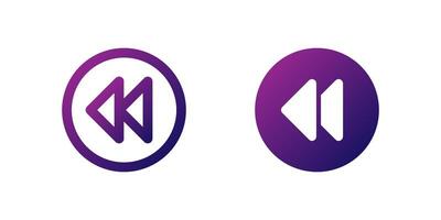 Back Arrow Icon Set. A purple gradient icon featuring a left-facing arrow, commonly used for navigation or backward functions. vector