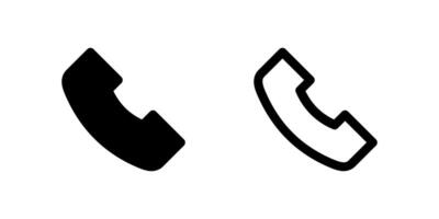 Two black line icons depicting a classic telephone receiver, indicating a call or contact function. Suitable for communication apps, customer service, contact pages, or support sections. vector