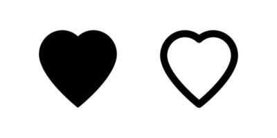 Favorite Icon Set. A black glyph and outline icon of a heart, representing favorites or likes. vector