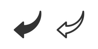 Curved left arrow icon set. vector