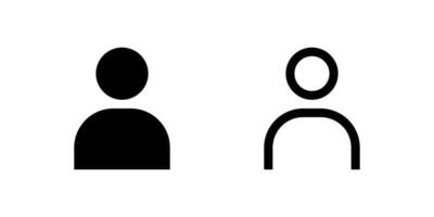 Two black silhouette icons depicting generic user profiles. Fundamental for user accounts, login, profile management, or social media applications. vector