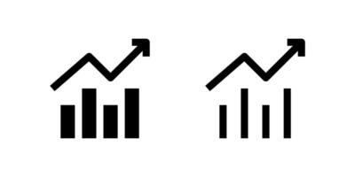 Two black bar chart icons showing an upward trend, representing growth and analysis. Excellent for business reports, financial apps, data visualization, marketing, or general progress indicators. vector