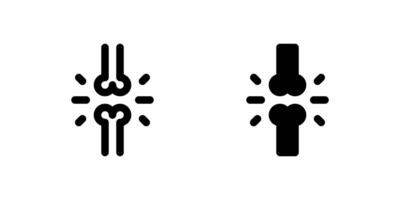 Bone Icon Set. A black glyph and outline icon of a bone, representing skeletal health or anatomy. vector