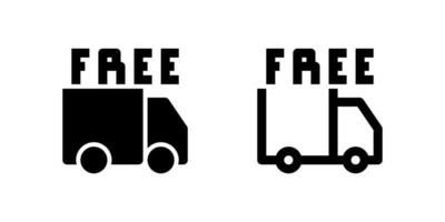 Two black icons showing delivery trucks, one with speed lines, indicating fast shipping or express delivery. Useful for e-commerce, logistics, or swift delivery services. vector