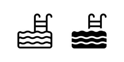 Swimming Pool Icon Set. A black icon of a swimming pool, representing leisure or hotel amenities. vector