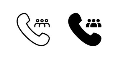 Group Call Icon Set. A black icon of a group call symbol, representing multi-user communication. vector