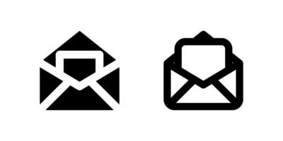 New Message Icon Set. A black glyph and outline icon of an opened envelope, indicating new messages. vector