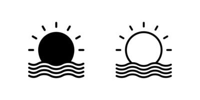 Sunset icon set for vacation, beach, and travel destination concepts vector