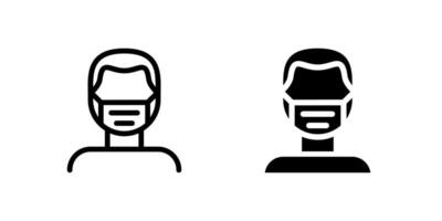Man Face Mask Icon Set. A black icon of a man wearing a face mask, representing health protection. vector