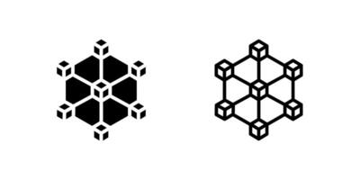 Minimalist blockchain network glyph icons showcasing distributed ledger technology symbols for fintech and crypto applications vector