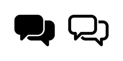 Two black line icons representing chat bubbles or speech bubbles, commonly used for messaging, communication, or customer support. Perfect for apps, websites, and interactive interfaces. vector