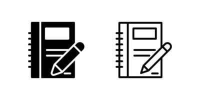 Simple notebook icon set for notes, journal, and education layouts vector