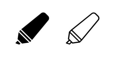 Highlighter pen icon set great for emphasis and study materials vector
