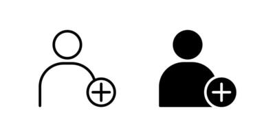 Add Friend Icon Set. A black icon of an add friend symbol, representing social connection. vector