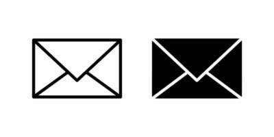 Message Icon Set. A black icon of a message envelope, representing text communication. vector