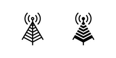 Antenna Icon Set. A black icon of an antenna, representing signal reception. vector