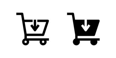 Two black icons of typical shopping carts, a universal symbol for online retail and purchasing. Ideal for e-commerce websites, shopping apps, and checkout processes. vector