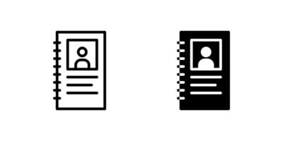 Contacts Icon Set. A black icon of a contacts list, representing address book. vector