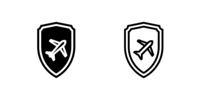 Shield and travel symbol icon set for security and insurance themes vector