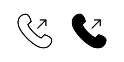Outgoing Call Icon Set. A black icon of an outgoing call arrow, representing sent communication. vector