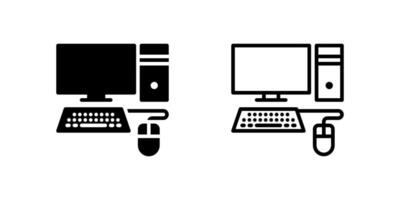 Desktop computer icon set for tech, office, and work-from-home setups vector
