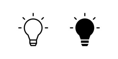 Bulb Icon Set. A black icon of a bulb, representing ideas or notifications. vector