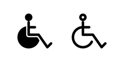 Disability Icon Set. A black glyph and outline icon of a wheelchair, representing accessibility. vector