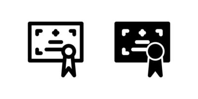 Certificate Icon Set. A black glyph and outline icon of a certificate, representing achievement or certification. vector