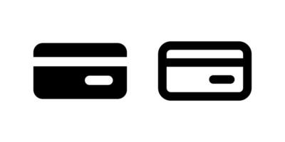 Payment Method Credit Card Icon Set. A black glyph and outline icon of a credit card, representing payment options. vector