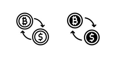 Professional crypto exchange icons with trading and conversion symbols for cryptocurrency trading platforms and fintech apps vector