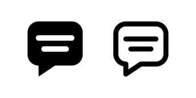 Contact Us Chat Icon Set. A black glyph and outline icon of a chat bubble, indicating customer support or communication. vector