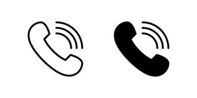 Phone Ring Icon Set. A black icon of a ringing phone, indicating an incoming call. vector