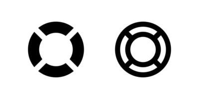 Help Icon Set. A black glyph and outline icon of a lifebuoy mark, indicating help or support. vector