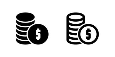 A black line icon depicting a stack of coins, symbolizing money, currency, savings, or financial transactions. Useful for finance apps, banking, payment, or wealth management. vector