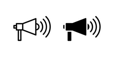 Megaphone Icon Set. A black icon of a megaphone, representing announcement. vector