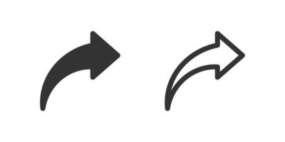 Curved right arrow icon set. Suitable for next steps, flow progression, and general forward movement vector