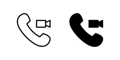 Call Icon Set. A black icon of a call symbol, representing visual communication. vector