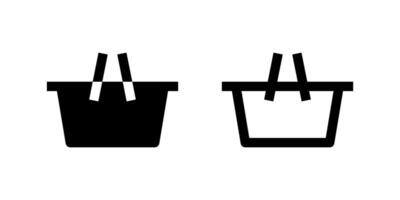 A black silhouette icon of a shopping basket, commonly used in e-commerce interfaces. Ideal for online shopping carts, grocery apps, retail websites, or purchase functionalities. vector