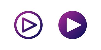 Play Triangle Icon Set. A purple gradient icon of a right-facing triangle, commonly used for play functions in media applications. vector