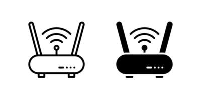 Router Icon Set. A black icon of a router, representing network distribution. vector