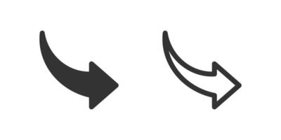 Curved right arrow icon set. flow progression, and general forward movement. Symbol of next, progress, and flow. vector