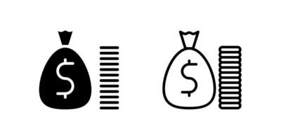Wealth and prosperity icons featuring money bags and stacked coins for financial success and wealth accumulation applications vector